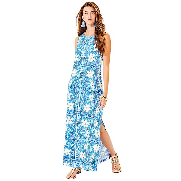 Lilly Pulitzer Noelle Maxi Dress in Lunar Blue/My Flutter Half NWT - Size Small - Picture 3 of 9